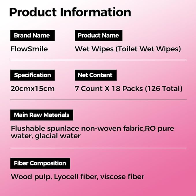 Flushable Wipes Travel Mini Size - 99.5% Water, Unscented Gentle for Sensitive Skin - Travel Essentials for Adults, Kids, Baby Care, Family, 126 Counts (18 Packs of 7)