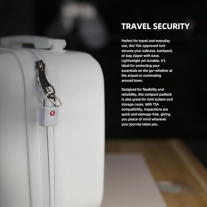 Luggage Locks TSA Approved 4 Pack, TSA Locks for Luggage International Travel Essentials, Small Padlock with Key, Keyed Alike Mini Padlock for Suitcase, Backpack, Bag, Zipper, Case, Box