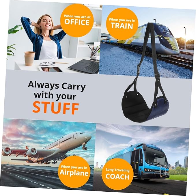 Travel Essentials Footrest for Airplane Hanging Foot Hammock Portable Foot Rest Blue