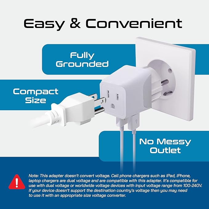 Ceptics Schuko, Germany, France, Spain Travel Adapter Plug with Dual USB - Usa Input Type E/F - Ultra Compact Perfect for Cell Phones, Laptop, Camera Chargers, iWatch, iPad, iPhone and More (CTU-9)