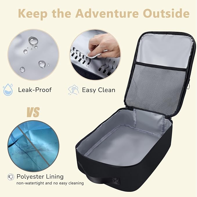 Aosbos 2 Layers Shoe Bags for Travel with Trolley Sleeve Portable Shoe Storage Pouch Shoe Packing Cubes with Structure, Black
