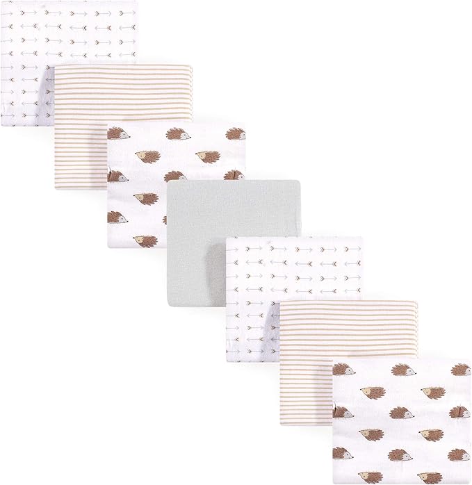 Hudson Baby Unisex Baby Cotton Flannel Receiving Blankets Bundle, Hedgehog, One Size