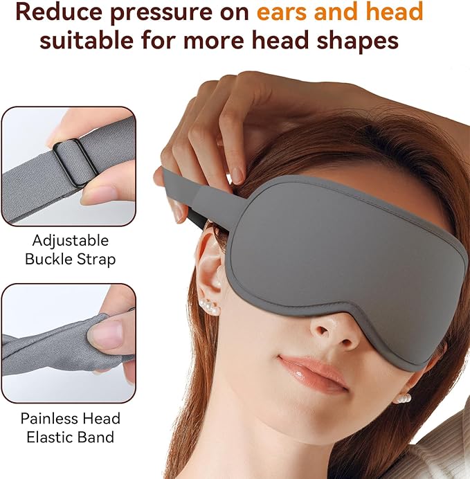 Sleep Mask, EVA BELLE Sleep Masks for Men Women, Zero Eye Pressure 3D Sleeping Mask, 100% Light Blocking Eye Covers with Adjustable Strap for Sleeping Travel Home Nap Rest Memory Foam