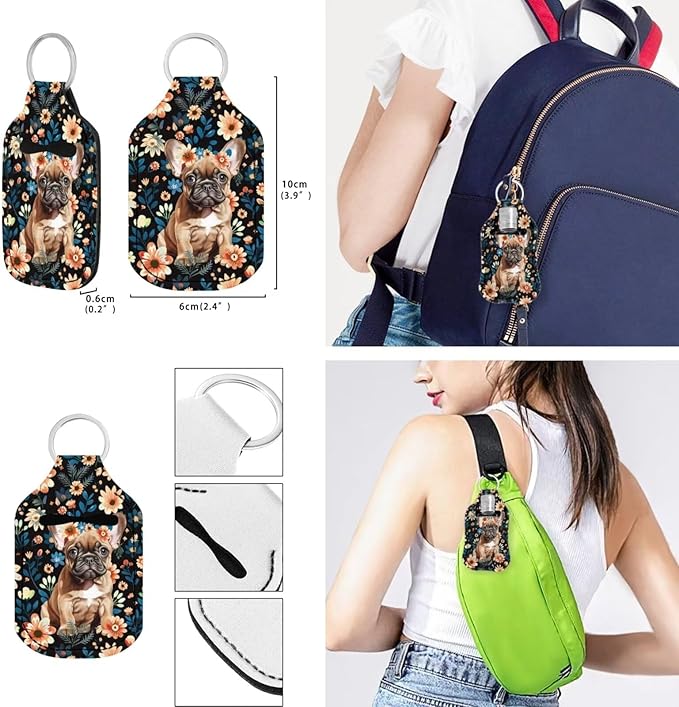 Suobstales 3Pcs Travel Bottles Keychain Holder Set,Travel Bottle Sleeves+Neoprene Chapstick Holders+Lanyard Keychain