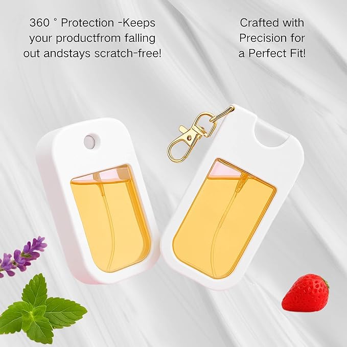 Hand Sanitizer Spray Case with Keychain, Durable Silicone Holder Compatible with Touchland Power Mist & Glow Mist (1 fl oz)