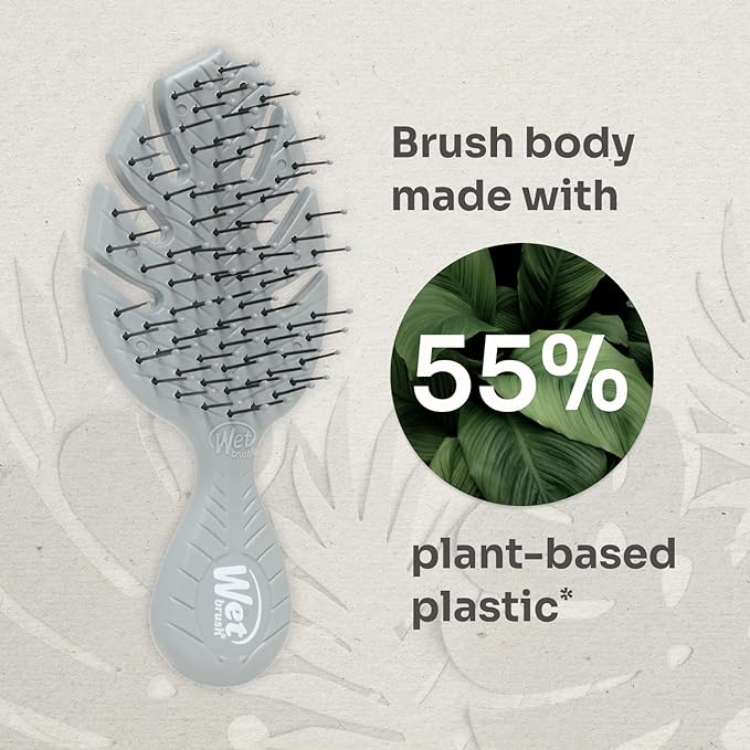 Wet Brush Go Green Mini Detangler, Grey - Detangling Travel Hair Brush - Ultra-Soft IntelliFlex Bristles Glide Through Tangles & Gently Loosens Knots While Minimizing Pain, Split Ends & Breakage
