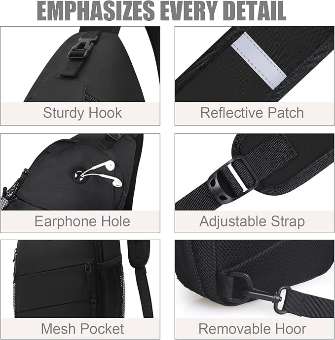 Pritent Crossbody Bags for Women Men Trendy Sling Bag Backpack Casual Chest Bag with Convertible Shoulder Strap