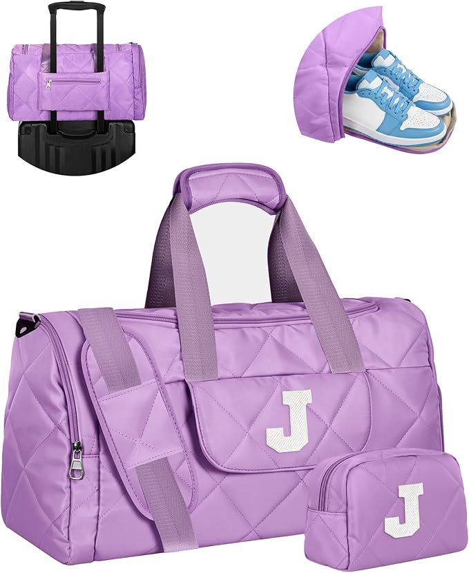 Elilier Duffle Bag for Travel, Birthday Gifts for Teen Girls, Personalized Weekender Bag for Overnight, Duffel Bag with Shoe Compartment, Unique Gift for Friends, Mom, Sister, Teacher, Women, Teens