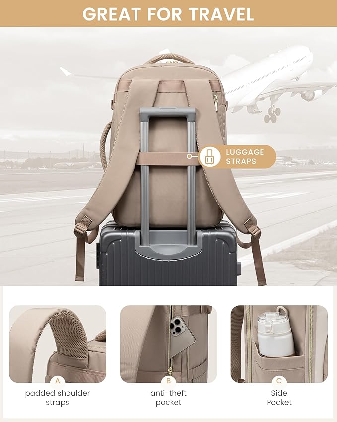 LOVEVOOK Travel Essentials Carry on Backpack 50L Travels Backpack for Women,Waterproof TSA Personal Item Travels Bag Airline Flight Approved,Large Carry on Luggage Laptop Backpack with Packing Cubes
