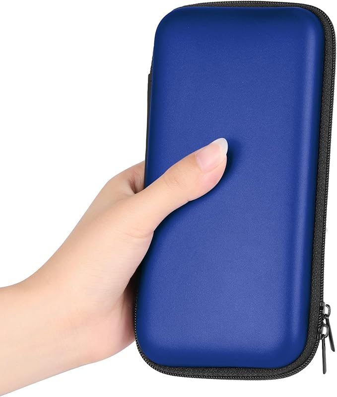 iMangoo Travel Essential Electronics Organizer Pouch Charger Case, Shockproof Dual Zipper Power Bank Cables Tech Accessories Purse, Men & Women Travel Must Have Storage Bag, 6.5x3.2x1 inch Blue