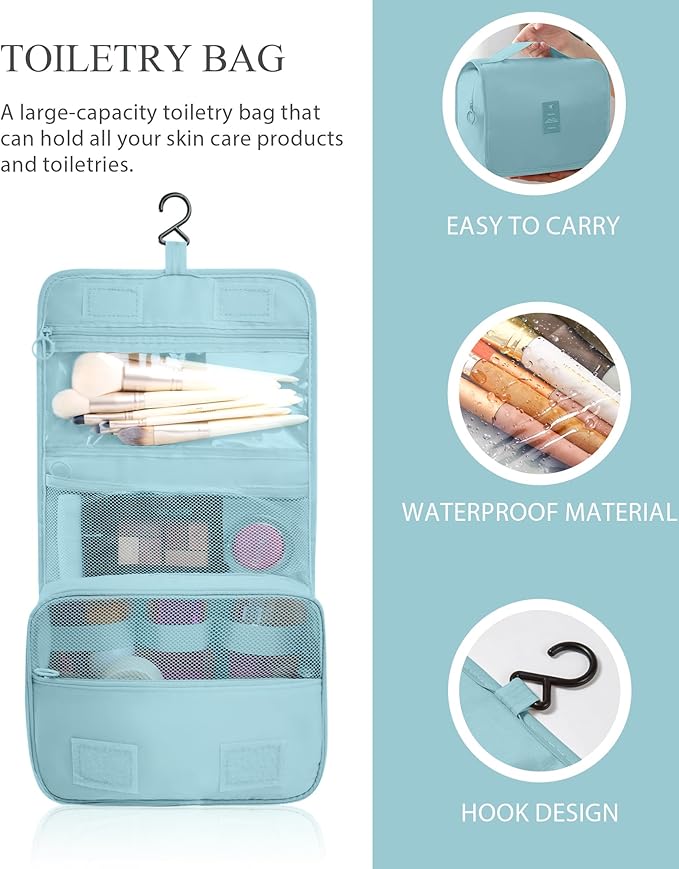 Anjing 10 Set Packing Cubes Luggage Organizers for Travel Accessories Essentials Organizer Bags Carry on Suitcases, Lake Blue