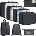 8 Set Packing Cubes for Travel Essentials, Organizers for Suitcase and Luggage in 4 Sizes, Luggage Organizer with Toiletries/Laundry/Shoes/Sock Bags (Grey)