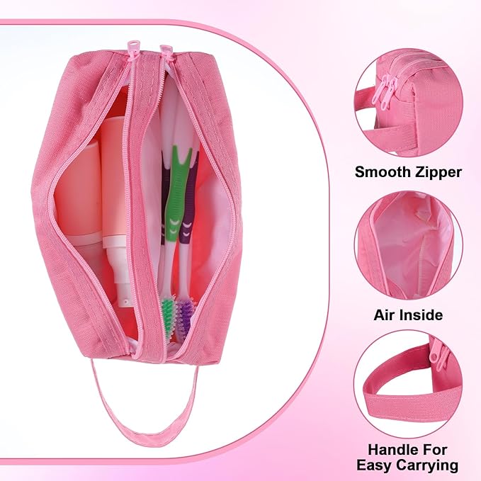 2Pcs Toothbrush Travel Bag, Toothbrush Pouch, Oxford Mini Toiletry Bag, Double-Layer Toothbrushes Bag Pouch with Reinforced Handle for Vacation, Gym