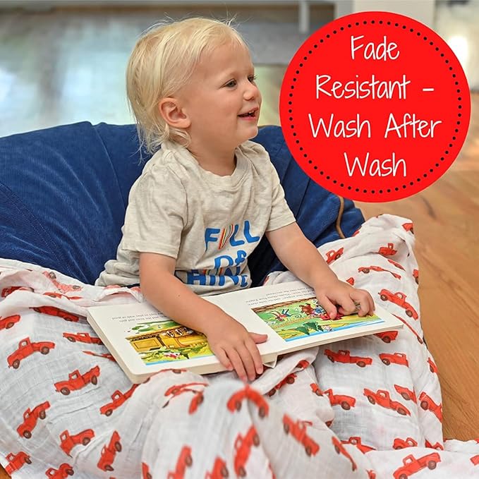 LollyBanks 3 Pack Muslin Swaddle Blanket, 100% Muslin Cotton Soft Swaddle Blankets for Baby Boys, 47 X 47 Inches Cozy Swaddles for Newborns, Baby Essentials, Registry (Trucks Airplanes and Trains)