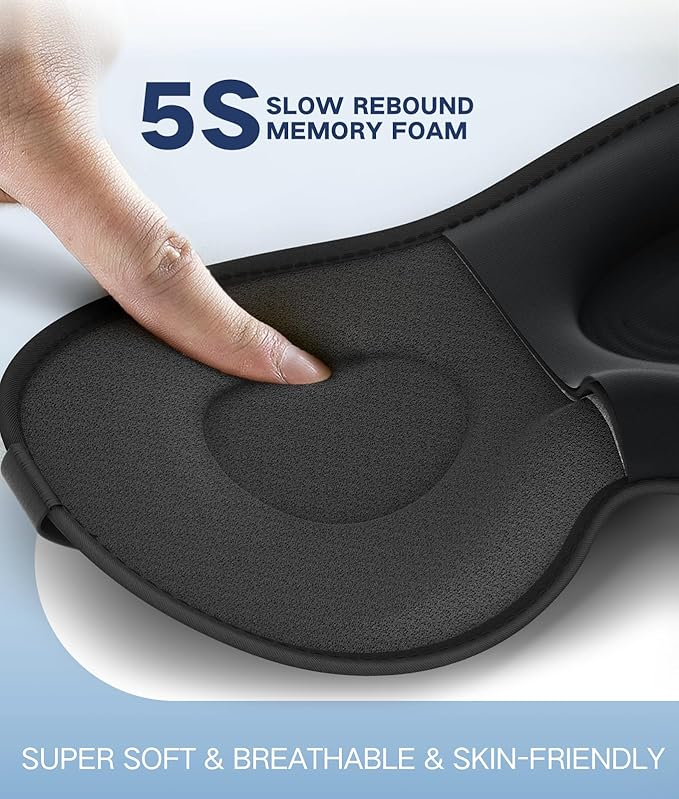 Sleep Mask for Men Women - Eye Masks for Side Sleepers, 3D Contoured Night Blindfold 100% Blockout Pressure-Free, Soft Lightweight Breathable Eye Cover Shade Sleeping for Airplane, Travel, Black