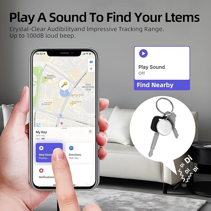 Tracker Tag, Smart Tag Works with Find My App (iOS Only), Keys Finder and Item Locator for Luggage, Backpack, Suitcases and More, Replaceable Battery, IP67 Waterproof Tracking Tags-5 Pack