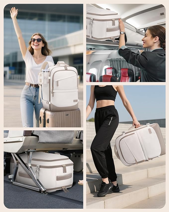 LOVEVOOK Travel Backpack for Women & Men, 50L Carry on Backpack Airline Approved, Large TSA Personal Item Travel Bag fits 17.3" Laptop, Business Weekender Bag for Essentials, 4Pcs
