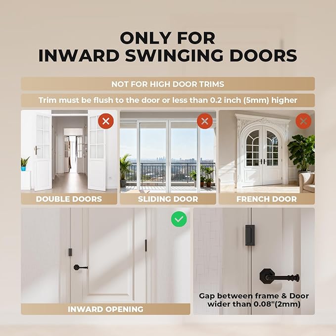 2 Pack Home Security Door Reinforcement Lock, Childproof Safety Door Lock Latch Stopper, Removable Screw-Mounted, Prevent Home Unauthorized Entry, Aluminum Construction, Withstands 800 lbs