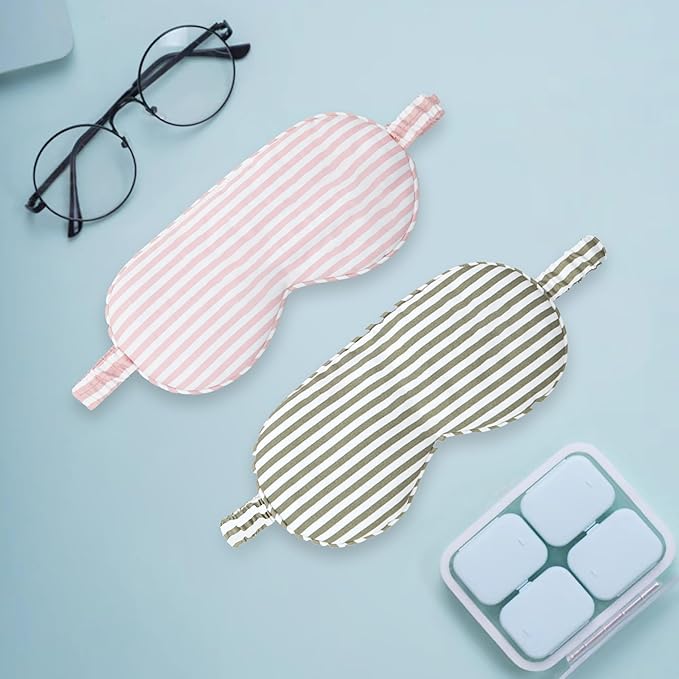 HBHLFZ Sleep Mask 2 Pack - Bamboo Viscose Fiber Sleeping Eye Mask - with Elastic Band/Headband - Comfort Sleeping Shade - for Nighttime Sleeping, Traveling & Napping（Pink，Green）