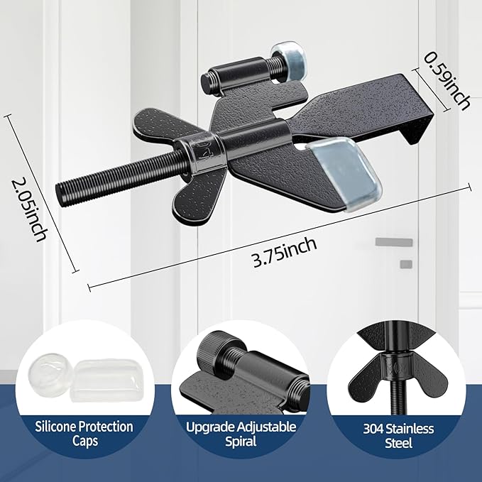 1 Pack Adjustable Portable Door Lock, Hotel Door Locks for Travelers, Prevent Unauthorized Entry, Door Stoppers Security for Travel Bedrooms Apartment Airbnb Dorm, with Silicone Caps