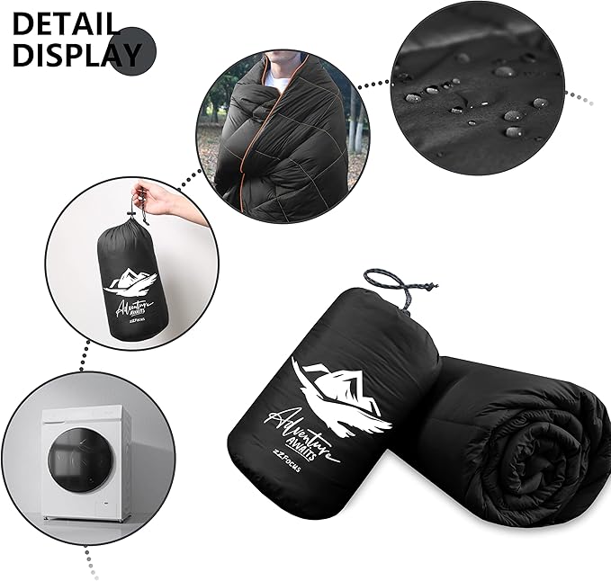 Camping Blanket,Lightweight Puffy Blanket Packable Down Alternative Throw Blanket Waterproof Windproof for Outdoors, Travel, Beach, Airplane, Hiking