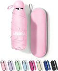 Seniny Mini Portable Travel Umbrella with Case - Compact Umbrellas for Rain & Sun UV Protection for Backpack Pocket, Lightweight Folding Small Umbrella, Tiny Purse Size UV Blocker for Kids Women Girls