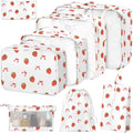 8 Set Packing Cubes for Suitcases,Packing Cube with Shoe, Cosmetics, Clothing, and Accessories Bags Packing Cubes for Travel Luggage Organizer Women Men(Strawberry Bows)