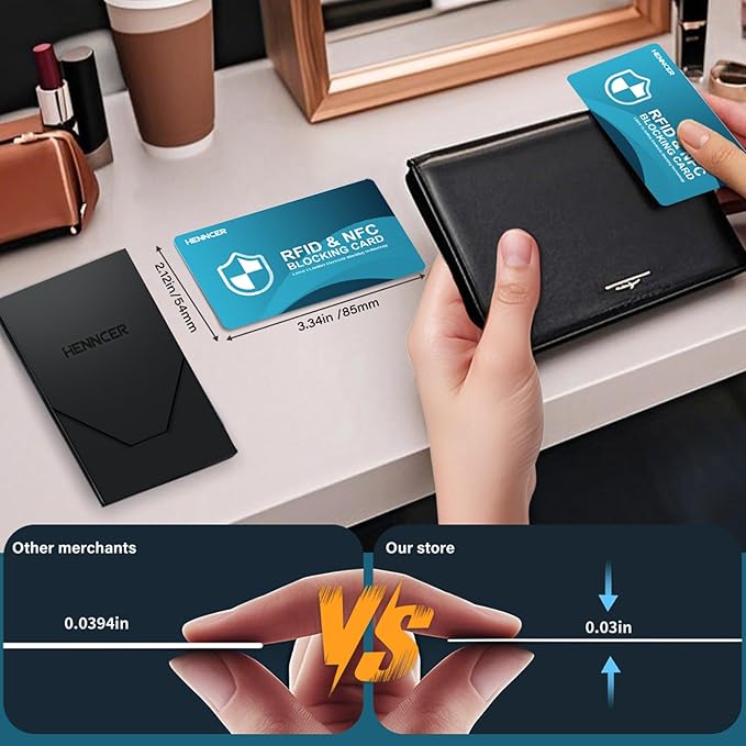 NEW RFID Blocking Card, 2 Pack Fuss Protection for Entire Wallet Shield, Credit Card Protector NFC Bank Debit Blocker, Identity Theft Prevention for Passport Travel Security (2, Blue)
