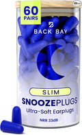SnoozePlugs Slim - Small Earplugs for Small Ear Canals, Slim Ear Plugs for Sleeping, 60 Pairs Women's Earplugs for Sleep - 33db NRR Comfortable Soft Foam Plugs for Sleeping, Dispoable and Ultra-Soft