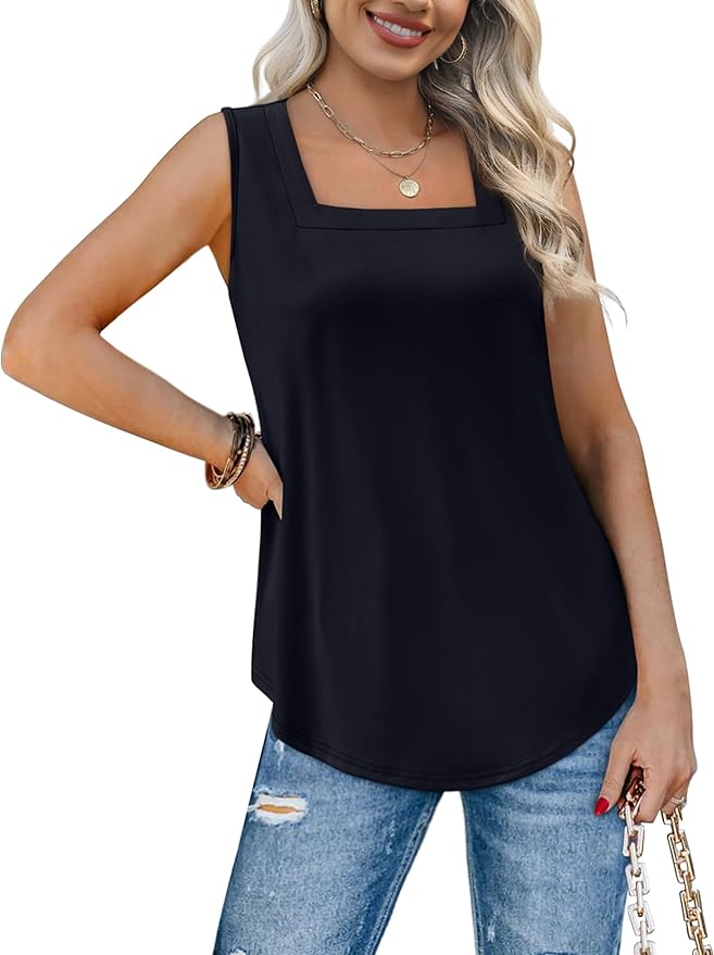 WIHOLL Women's Square Neck Tank Top
