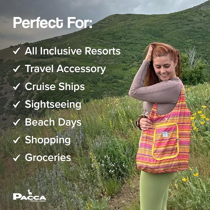 Pacca Packable Tote Bag Travel Shopping Bag Foldable Tote Bag for Travel, Grocery, Beach, Cruise Ultra Light Tote