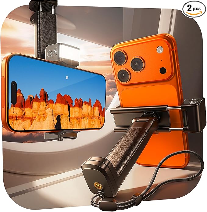 LISEN Airplane Travel Essentials (LED) Phone Stand Holder for Desk 2026 Airplane Gadgets 2026 Women Men Long Flight Accessories Photographic Lighting Flash Tubes Kids Gifts，2pack