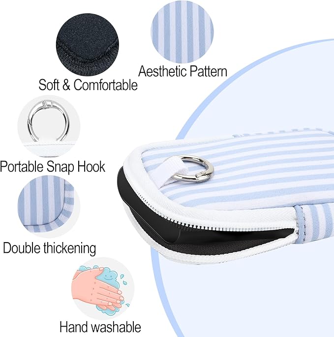 Hand Sanitizer Spray Case,Compatible with Popular Sanitizers,Zipper Pouch for Hand Sanitizer,Cute Fashion Accessories with Snap Hook for Glow Mist and Power Mist 1FL OZ,Suitable for Outdoor(Stripes)