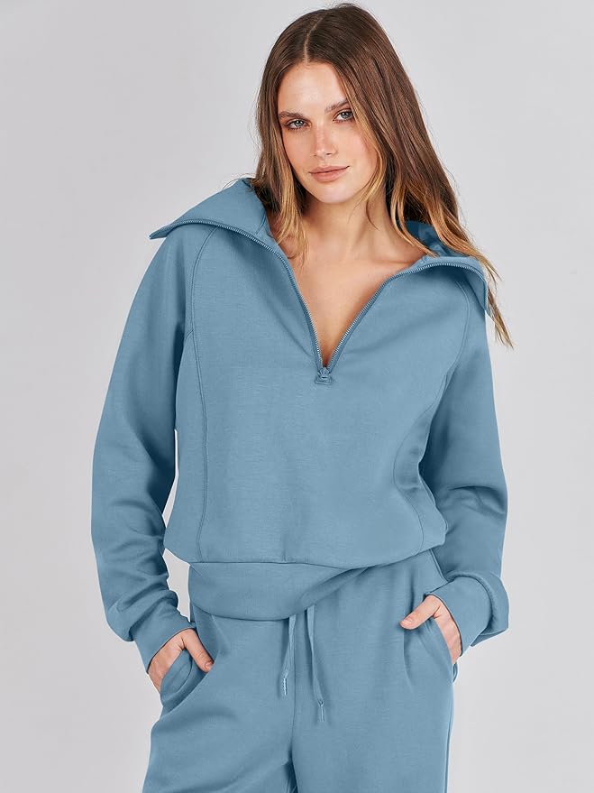 ANRABESS Women 2 Piece Outfits 2025 Fall Fashion Airport Wide Leg Pants Lounge Set Leisure Travel Vacation Clothes Sweatsuits
