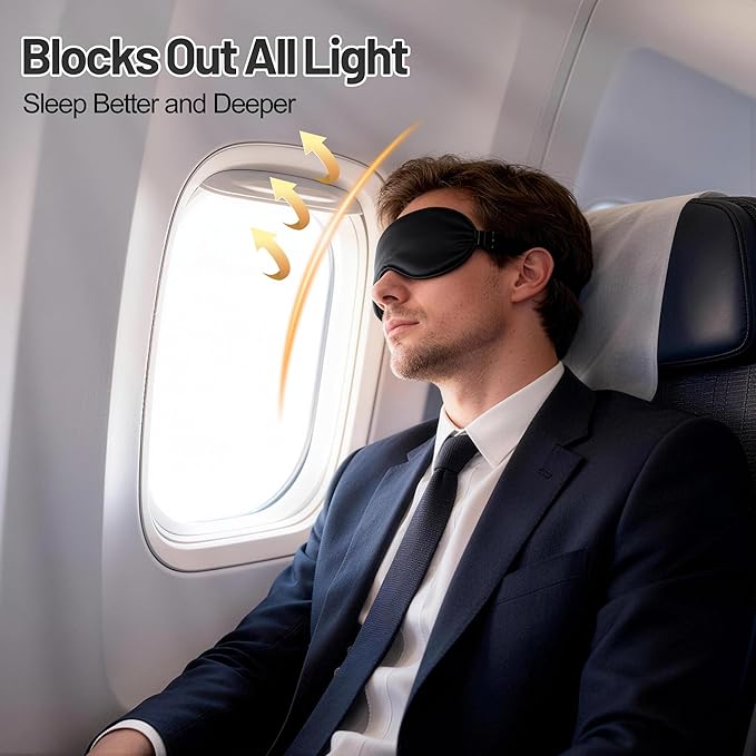 Sleep Mask, Silk Eye Mask for Sleeping with Adjustable Strap, Blindfold Eyeshade for Men & Women, Comfortable & Soft Eye Cover Eyeshade for Night Sleep（Black&Blue&Green&1 Laundry Bag）
