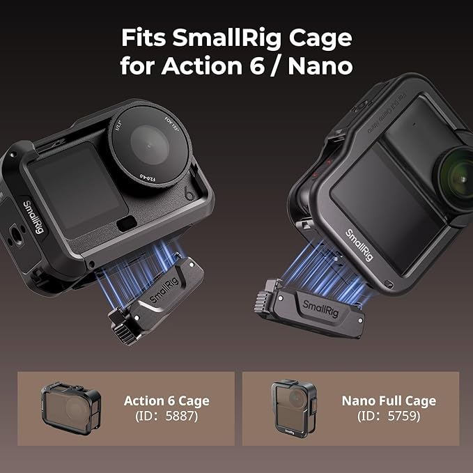 SmallRig Action 6 / Nano Magnetic Quick-Release Adapter Mount for DJI Osmo Action 6 / Osmo Nano, 2 PCS with 1/4"-20 Threaded Hole for Tripod/Selfie Stick