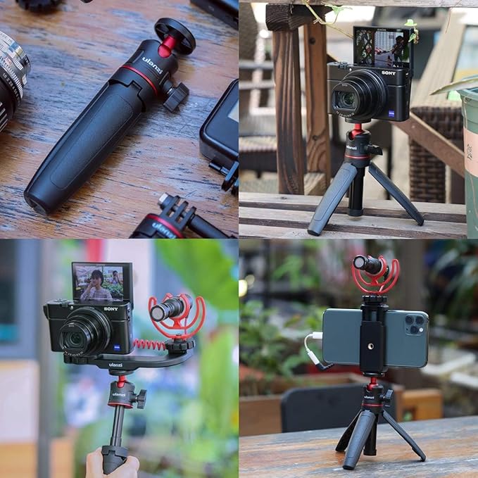 ULANZI MT-08 Extension Pole Tripod, Mini Selfie Stick Stand Handle Grip for Osmo Pocket 3 4 Xtra Muse iPhone Pro Max Smartphone Canon G7X Mark III Sony ZV-1 RX100 VII A6400 A6600 Cams Vlogging