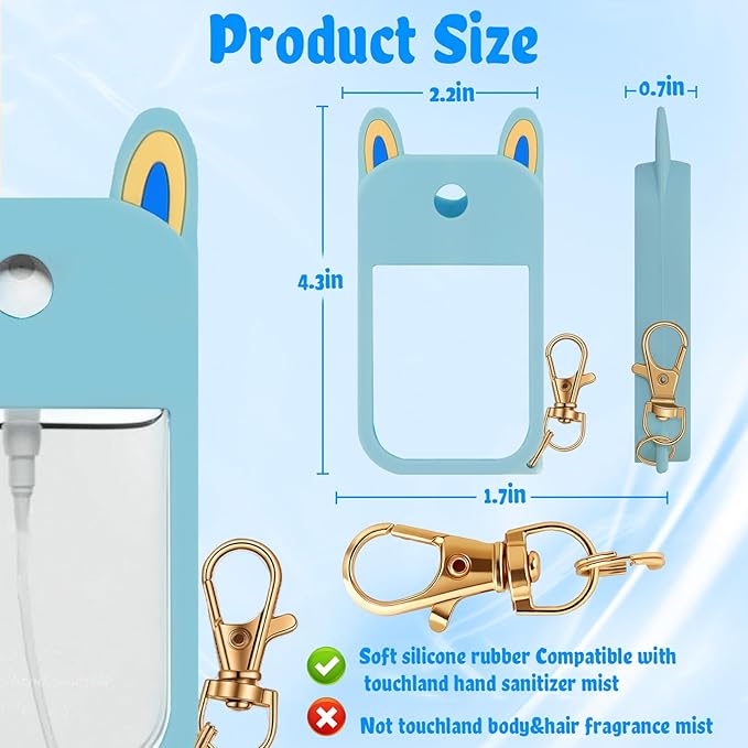 Hand Sanitizer Spray Case Compatible with Touchland 2Pcs Hand Sanitizer Keychain Holder Hand Sanitizer Case with Keychain for Touch Land Mist Travel Cover Travel Size Hand Spray Accessory