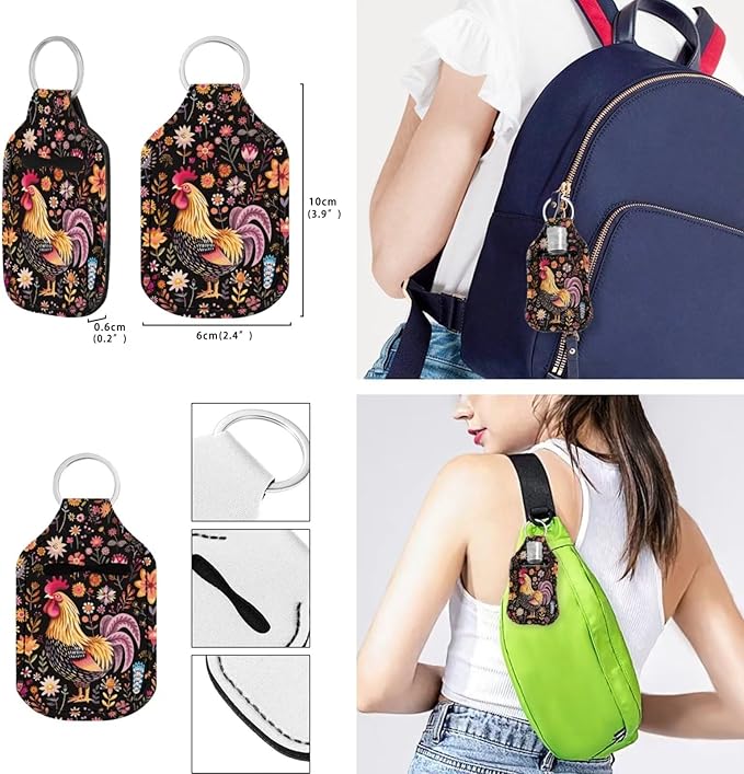 Suobstales 3Pcs Travel Bottles Keychain Holder Set,Travel Bottle Sleeves+Neoprene Chapstick Holders+Lanyard Keychain