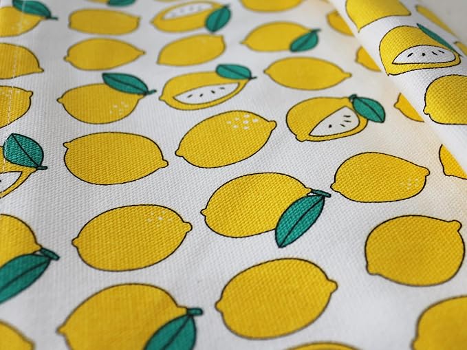 HAPPYHEIDI Canvas Makeup Bag, Cosmetic Travel Pouch, Cute Lemon, Cotton Blend, Fruit Pattern, Zipper Closure, 7.1x2.4x7 Inches