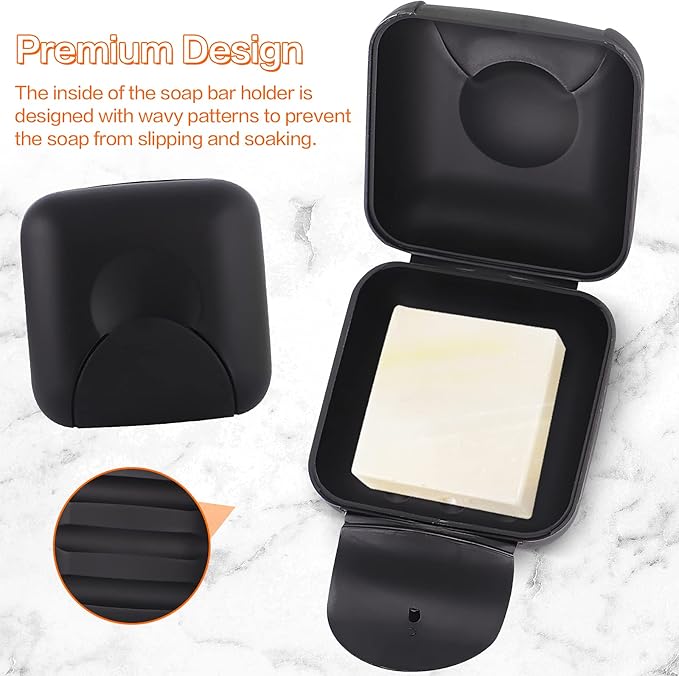 2 Pcs Small Size Plastic Soap Case Holder Container Box Home Outdoor Hiking Camping Travel,2.75 * 2.75 * 1.65 inch Black