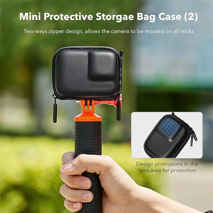 OSMO Action 5 Pro Accessories, PU Portable Mini Carrying Bag Case, Lens Screen Protectors (6 Pack) Comatible with DJI Osmo Action 5 Pro, Rubber Lens Cap Cover for DJI Action Camera