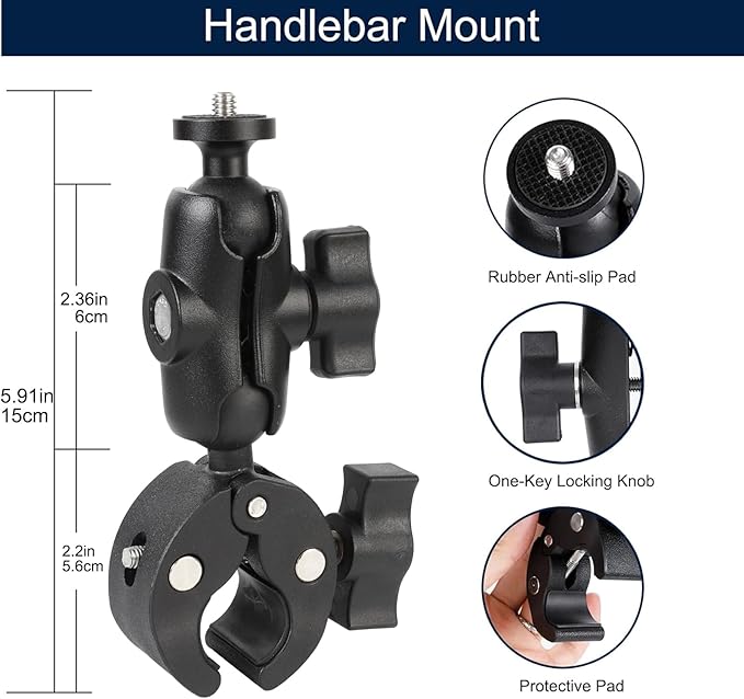 PellKing Handlebar Clamp Car Mangnetic Mount for DJI Osmo Action 6/Nano,Quick Release Mangetic Mount 66mm Magnetic with 360 Degree Rotation,Ball Head Handlebar Clamp