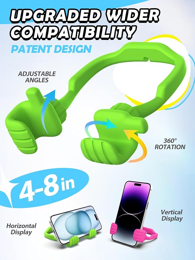 Gifts for Mothers Day Mom Wife Adults Cell Phone Stand - 2 Pack Thumbs Up Lazy Phone Holder for Desk Stocking Stuffers Birthday Gifts for Girls Boys Kids Men (Hot Pink & Avocado Green, 2)
