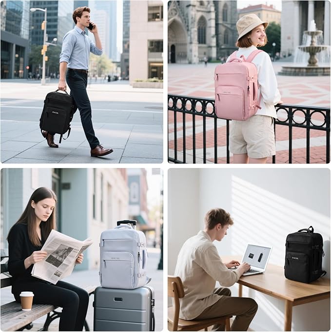 RealCool Travel Backpack for Women Men - Gift for Travelers, Students & Professionals, 15.6 Inch Laptop Carry On Backpack, TSA Flight Approved, College School Business Weekender Daypack-Black