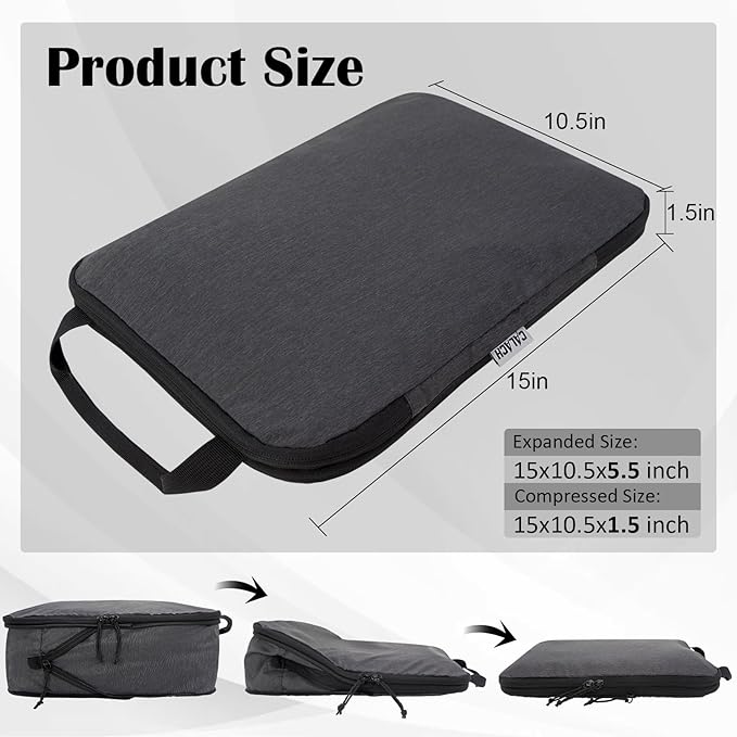 Compression Packing Cubes for Travel Accessories, 2 Set Compression Bags Travel Cubes for Packing Suitcase Luggage Organizer Bags Set, Black