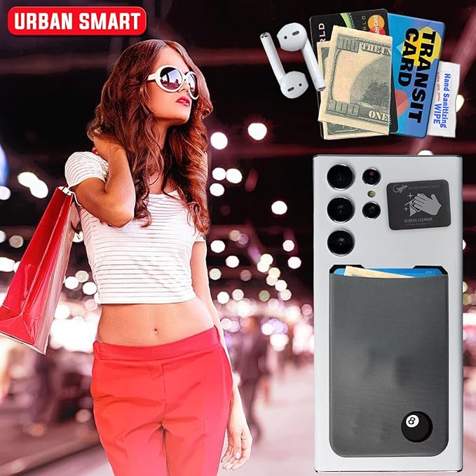 Phone Wallet - Adhesive Card Holder - Cell Phone Pouch - Stick on Lycra Pocket by Gecko - Carry Credit Cards and Cash