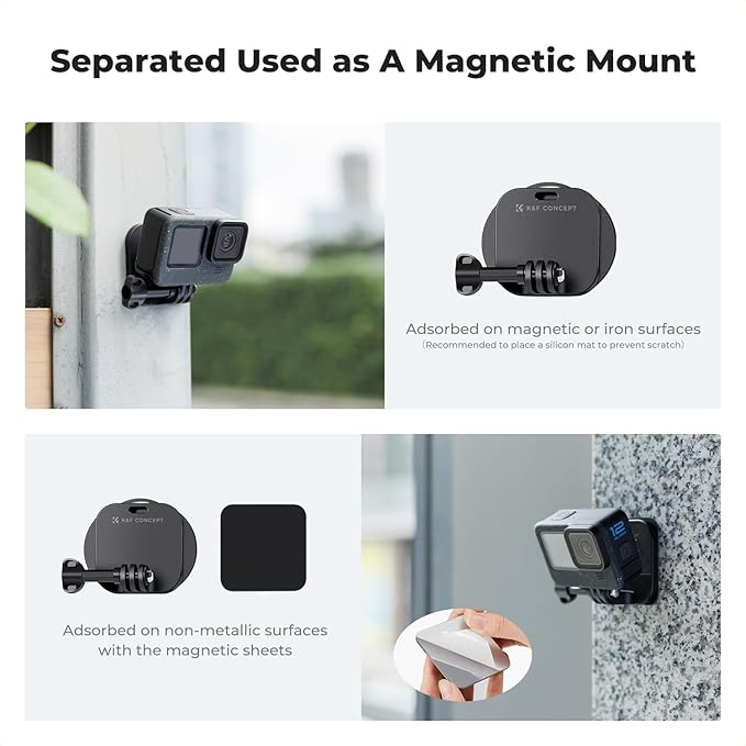 K&F CONCEPT Magnetic Action Camera Chest Mount for GoPro Hero 13/12/11/10/9 Black, DJI Osmo Action 5 Pro/4/3/2 and More Action Camera, POV Neck Mount with Adjustable Neck Strap Lanyards