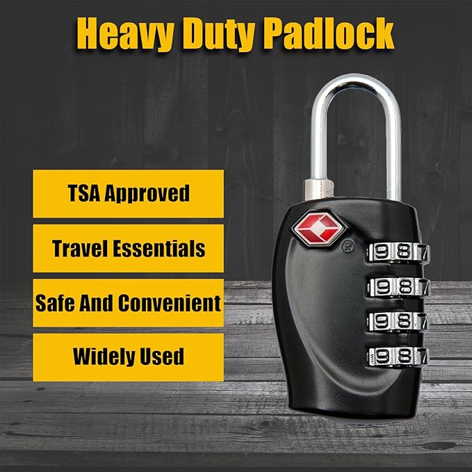 4 Pack TSA Approved Gun Case Locks for Pistol Cases, 4 Digits Travel Locks Small Tool Box Combo Lock Combination Padlocks for Gun Case/Luggage/Firearm Air Travel Case, Small Dial Zipper Pad Lock