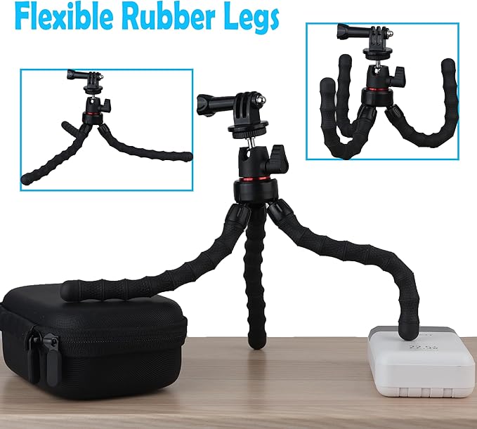Flexible Camera Tripod Compatible with GoPro Hero 13, 12, 11,10, 9 Bendable Tripod 360° Rotation Mount Stand for Vlogging
